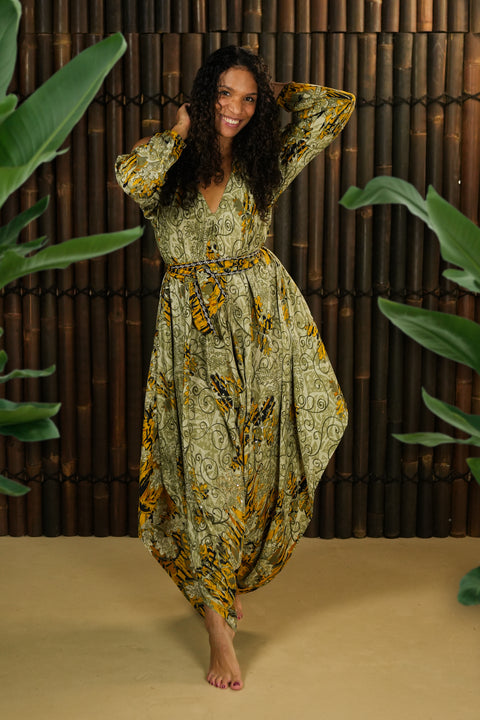 Bohemian Sustainable Fashion - Jumpsuit 'Eunoia' with Sleeves - with imperfection - Uma Nomad