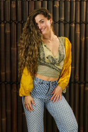 Bohemian Sustainable Fashion - Wrap top 'Sisu' - with imperfections - Uma Nomad