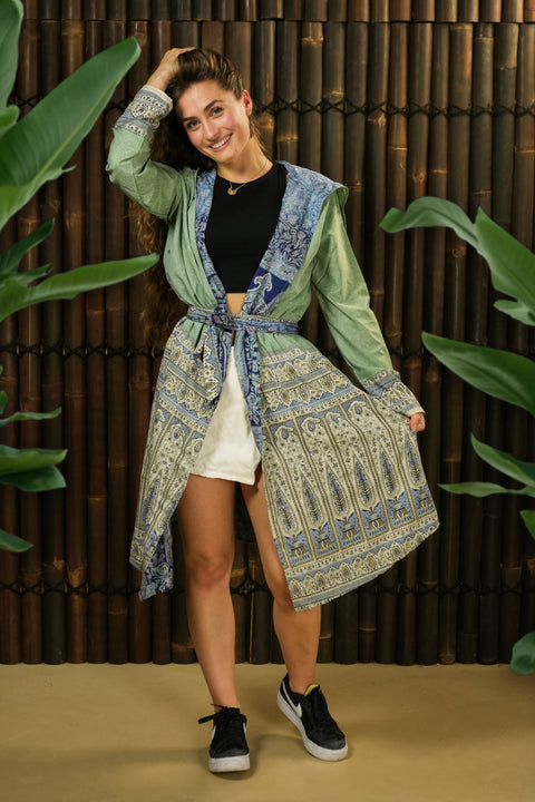 Bohemian Sustainable Fashion - Reversible Jacket ‘Isa’ • XS/S • short • with imperfection - Uma Nomad