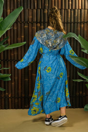 Bohemian Sustainable Fashion - Reversible Jacket ‘Isa’ • M/L • long • with imperfections - Uma Nomad