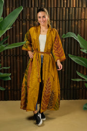 Bohemian Sustainable Fashion - Kimono-inspired Jacket dress 'Ukiyo' - with imperfections - Uma Nomad
