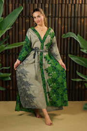 Bohemian Sustainable Fashion - Kimono-inspired Jacket and Dress 'Ruhe' - with imperfection - Uma Nomad