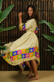 Bohemian Sustainable Fashion - Dress 'Eunoia' with Sleeves - with imperfection - Uma Nomad