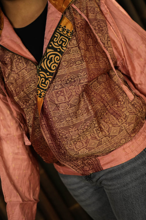 Bohemian Sustainable Fashion - Bomber Jacket 'Rame' with hood - Uma Nomad