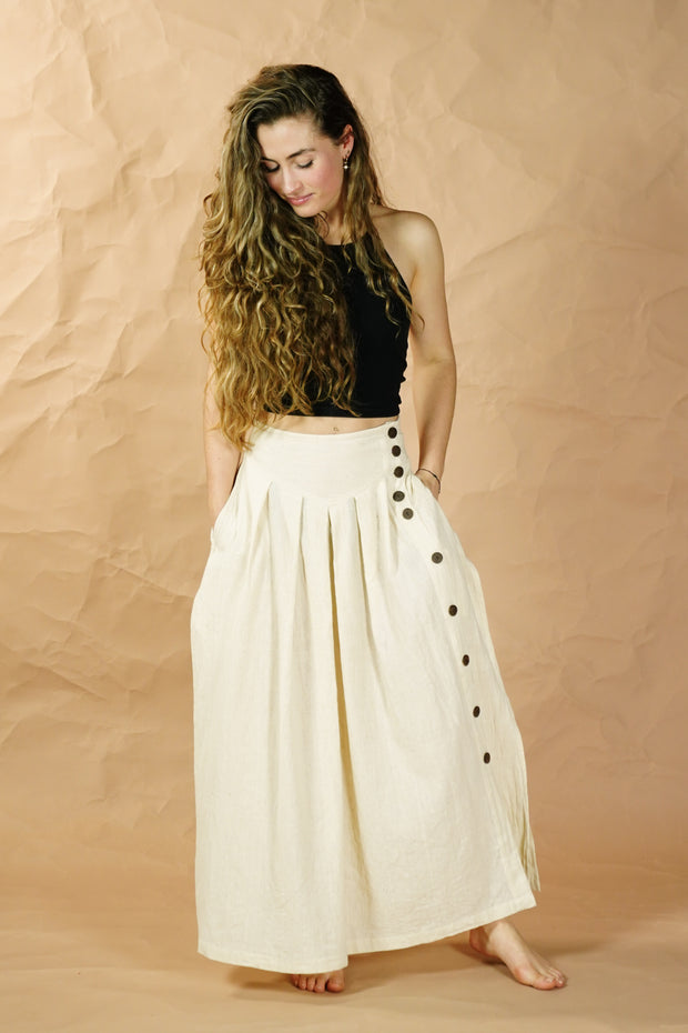 Bohemian Sustainable Fashion - Organic High-Waist Khadi Skirt 'Pagala' - Uma Nomad
