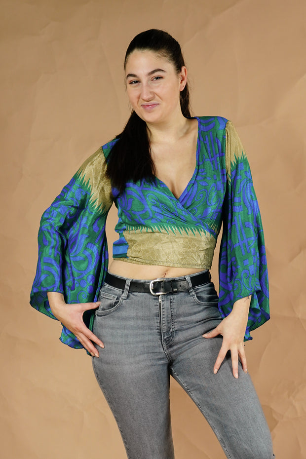 Bohemian Sustainable Fashion - Cheeky wrap top 'Alegria' - with imperfections - Uma Nomad