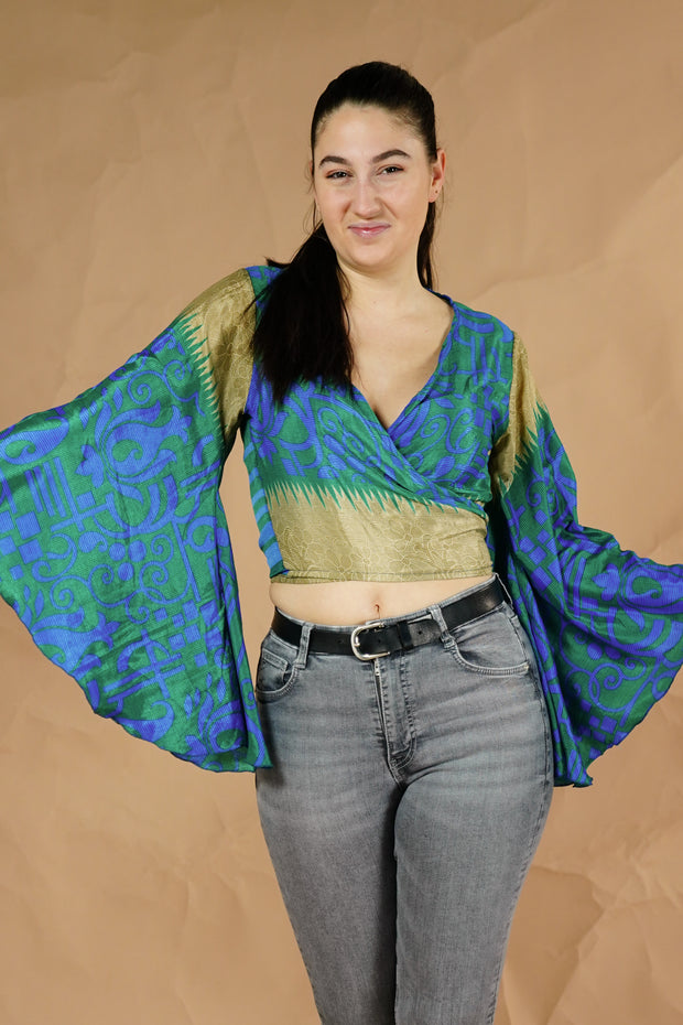 Bohemian Sustainable Fashion - Cheeky wrap top 'Alegria' - with imperfections - Uma Nomad