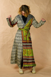 Bohemian Sustainable Fashion - Reversible Jacket ‘Isa’ • M-L • long • cotton lining - Uma Nomad