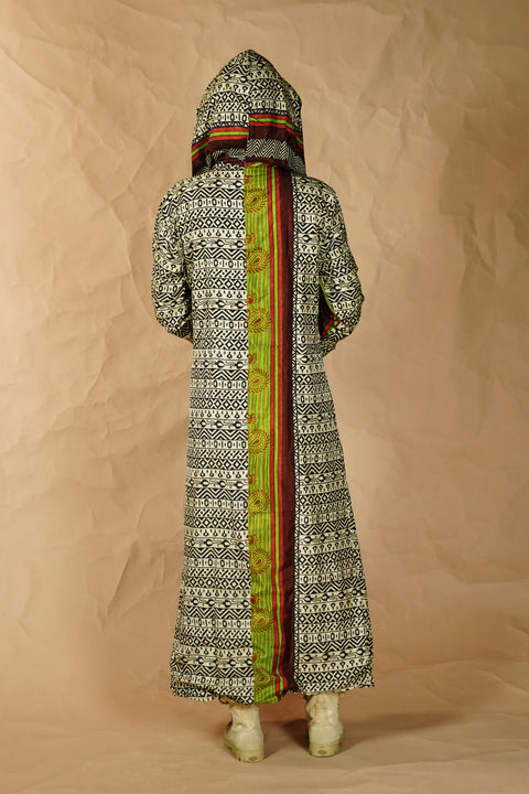 Bohemian Sustainable Fashion - Reversible Jacket ‘Isa’ • M-L • long • cotton lining - Uma Nomad