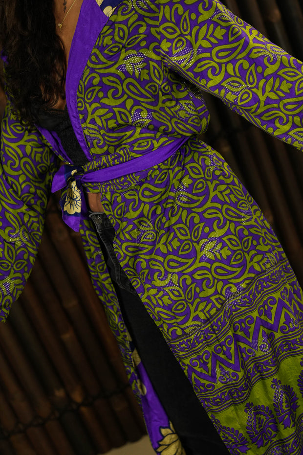 Bohemian Sustainable Fashion - Long Reversible Jacket ‘Isa’ • XXS-M - Uma Nomad