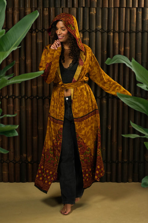 Bohemian Sustainable Fashion - Reversible Jacket ‘Isa’ • XS-S • long - Uma Nomad