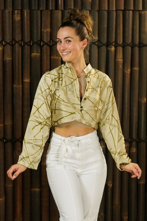 Bohemian Sustainable Fashion - Cropped Jacket 'Yugen' | M-L | with imperfection - Uma Nomad