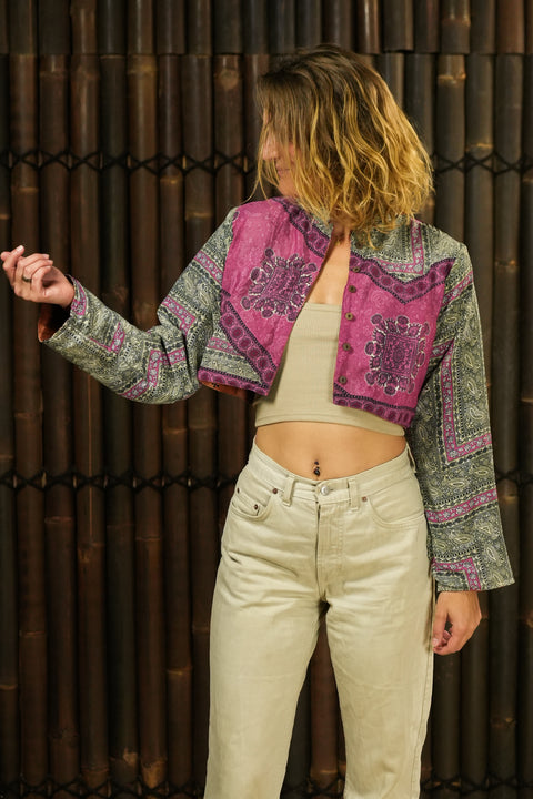 Bohemian Sustainable Fashion - Cropped Jacket 'Yugen' | M-L - Uma Nomad