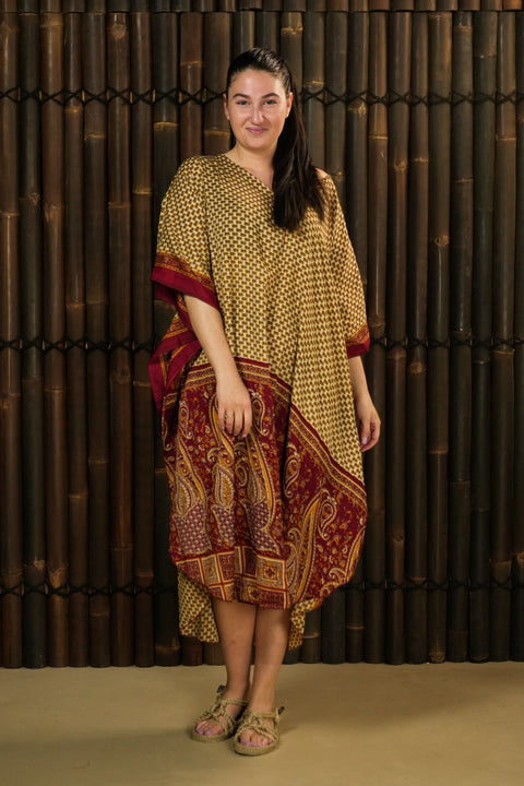 Bohemian Sustainable Fashion - Extra Large Kaftan 'Rahma'- SHORT - Uma Nomad