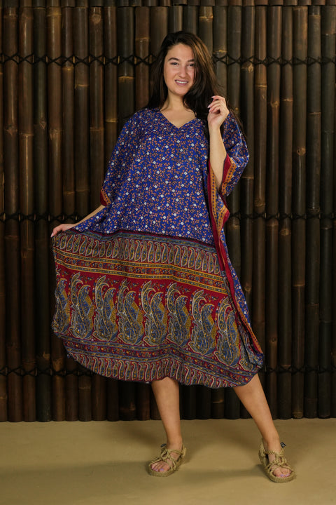 Bohemian Sustainable Fashion - Extra Large Kaftan 'Rahma'- short - Uma Nomad
