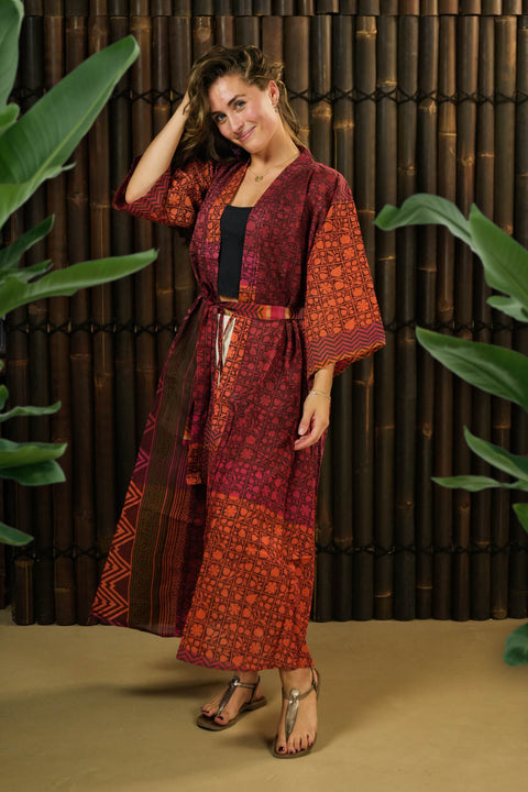 Bohemian Sustainable Fashion - Kimono-inspired Jacket dress 'Ukiyo' - Uma Nomad