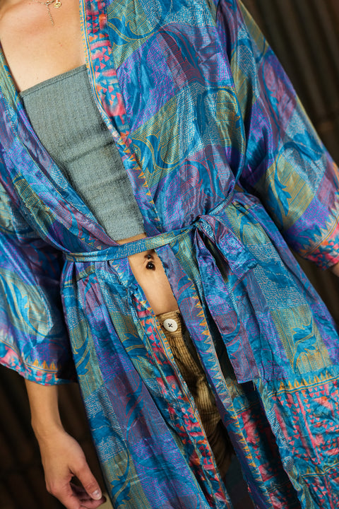 Bohemian Sustainable Fashion - Kimono-inspired Jacket dress 'Ukiyo - Uma Nomad