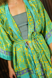 Bohemian Sustainable Fashion - Kimono-inspired Jacket Dress 'Ukiyo' with hood - reserved for Astrid - Uma Nomad