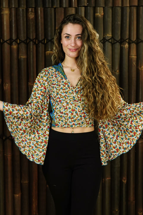Bohemian Sustainable Fashion - Cheeky Wrap Top 'Alegria' with hood - Uma Nomad
