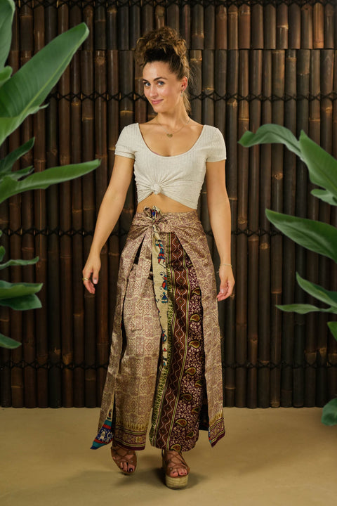 Bohemian Sustainable Fashion - Reversible Wrap Trousers 'Kaizen' Short - With imperfections - Uma Nomad