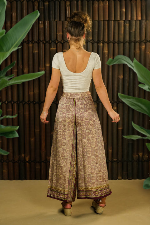 Bohemian Sustainable Fashion - Reversible Wrap Trousers 'Kaizen' Short - With imperfections - Uma Nomad