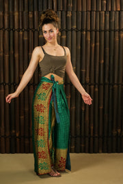 Bohemian Sustainable Fashion - Reversible Wrap Trousers 'Kaizen' Long - with imperfection - Uma Nomad