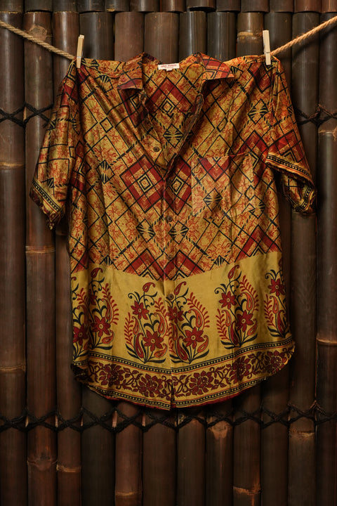Bohemian Sustainable Fashion - Set of men's Shirt and Shorts 'Zephyr' - Large - with imperfection - Uma Nomad