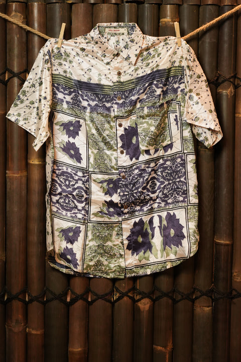 Bohemian Sustainable Fashion - Set of men's Shirt and Shorts 'Zephyr' - Medium - with imperfection - Uma Nomad