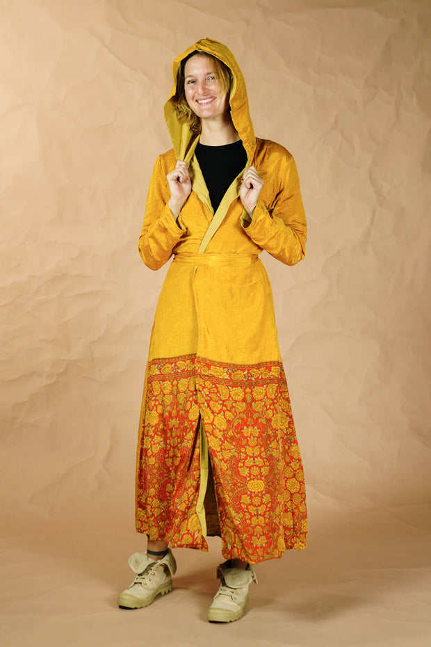 Bohemian Sustainable Fashion - Reversible Jacket ‘Isa’ • XS-S • long • cotton lining - Uma Nomad